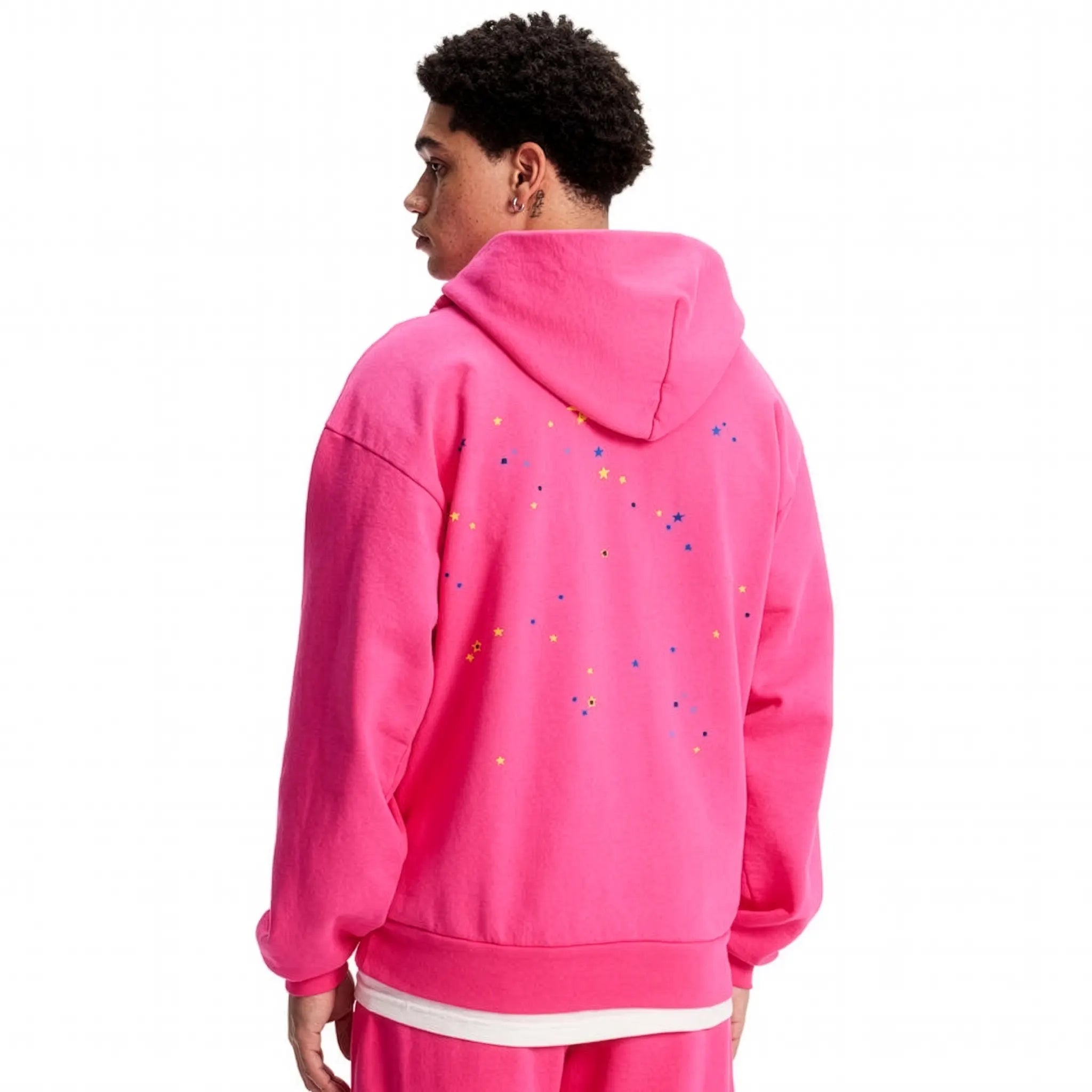 Back View of Sp5der P*nk V2 Pink Hoodie (FW23) SP5 MGSP5 HD